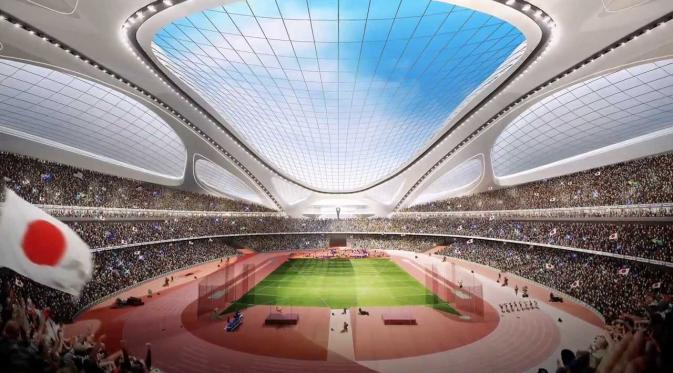 Desain Olimpiade Tokyo karya arsitek berdarah Inggris-Irak Zaha Hadid. (youtube.com)