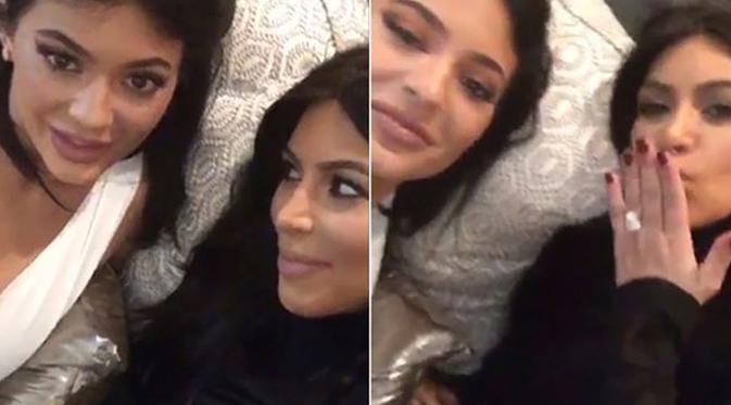 Kim Kardashian dan Kylie Jenner. (foto: mirror.co.uk)