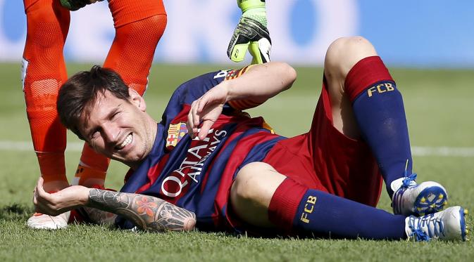 Messi mengalami cedera lutut di laga kontra Las Palmas (Reuters)