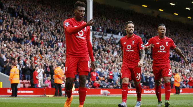 Liverpool's Daniel Sturridge celebrates scoring their third goal Action Images via Reuters / Carl Recine