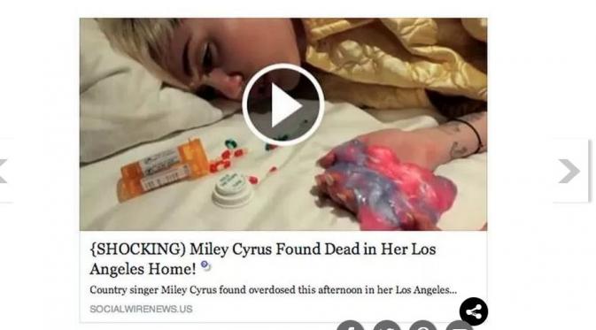 Berita 'kematian' Miley Cyrus (via ranker.com)