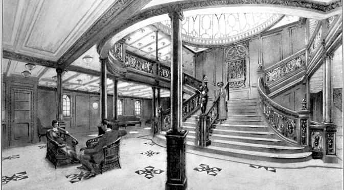 Ilustrasi interior Titanic. | via: en.wikipedia.org
