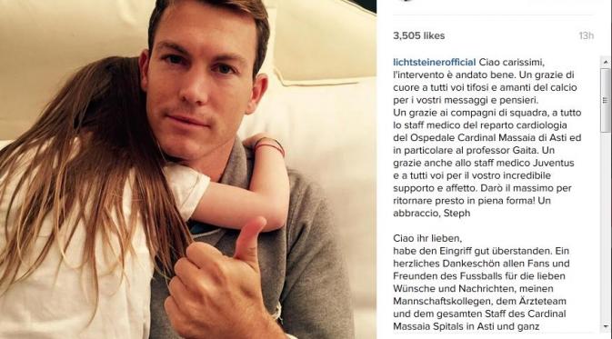 Operasi jantung yang dilakukan Stephan Lichtsteiner berlangsung sukses. 