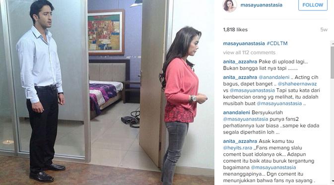 Masayu Anastasia mengunggah foto sedang syuting sinetron bareng Shaheer Sheikh. (foto: instagram.com/masayuanastasia)