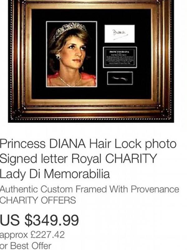 Potongan rambut mendiang Putri Diana dijual secara online. (foto: dailymail)