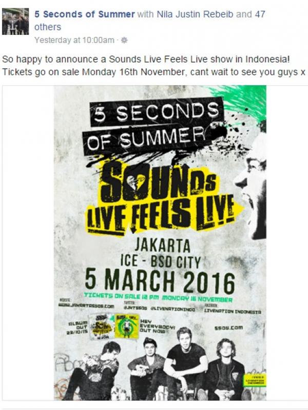 Konser 5 Seconds of Summer Indonesia (via Facebook 5 Seconds of Summer)