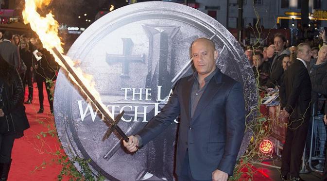 Aksi Vin Diesel saat menghadiri premier Last Witch Hunter. Foto: Aceshowbiz