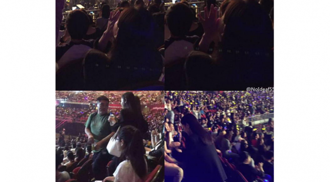 Min Hyo Rin tampak duduk di bangku penonton menyaksikan Big Bang tampil [foto: Soompi]