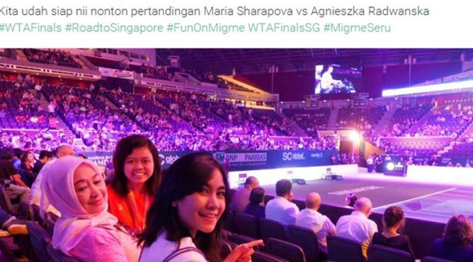 Anisa Rahma menonton WTA Finals (Dok Migme)