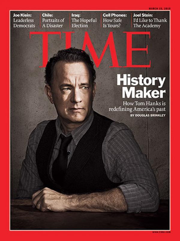 Wajah Tom Hanks di majalah Time. (dok. Time)