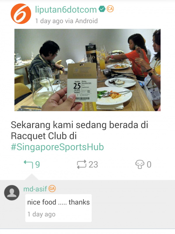 Pemilik tiket Racquet Club dapat makan dan minum sebelum menonton pertandingan (doc Migme)