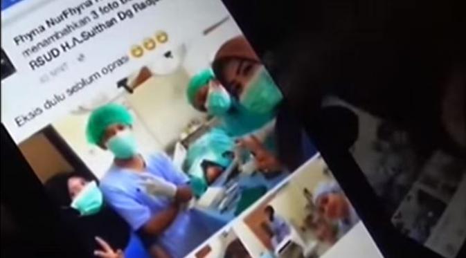 Tiga perawat dari RSUD H.A Sultan Daeng Radja Bulukumba ini selfie sebelum melakukan operasi. (Via: youtube.com)