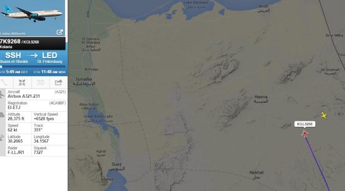 Pesawat Rusia yang celaka di Mesir mengangkut 217 penumpang dan 7 awak ( Egyptian Streets)