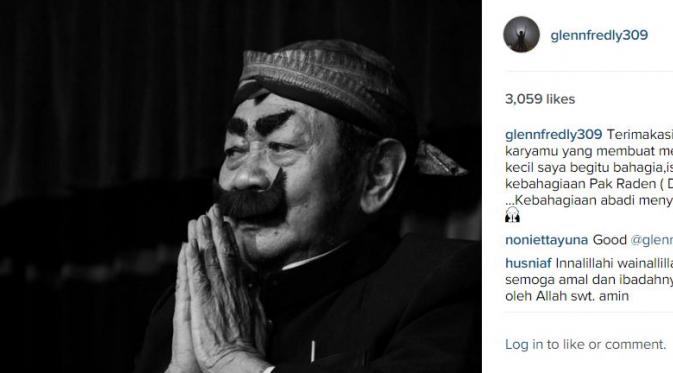 Ucapan duka Glenn Fredly atas wafatnya Pak Raden (Instagram/@glennfredly309)