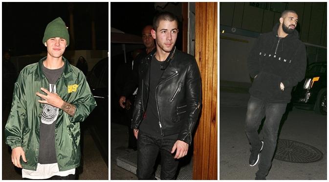 Justin Bieber, Nick Jonas, dan Drake (via dailymail.co.uk)