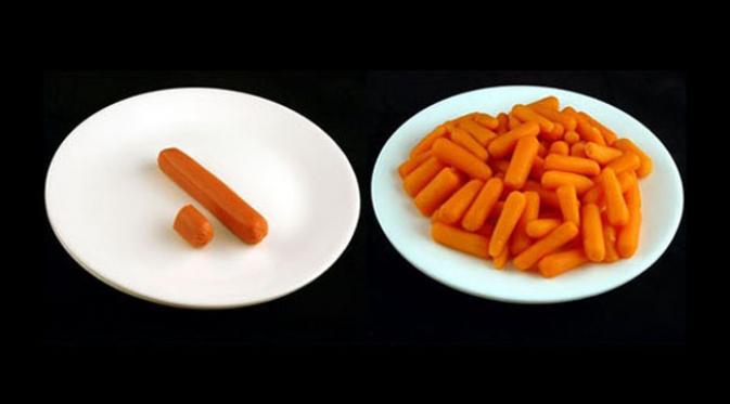 200 kalori pada sosis dan wortel. (Via: top.me)