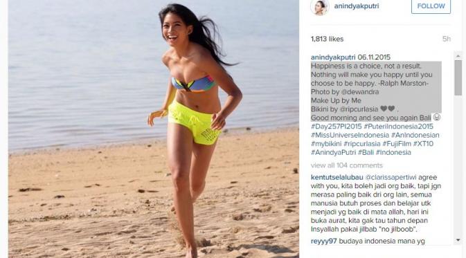 Putri Indonesia 2015, Anindya K Putri makin sering pamer foto hot menggunakan bikini di akun instagram miliknya.