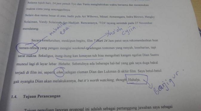 [Bintang] Ini kalimat alay dan kocak makalah mahasiswa di Tangerang yang bikin ngakak | Via: facebook.com