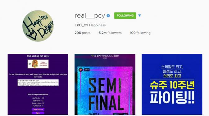 Chanyeol EXO dengan 5,2 juta pengikut (via instagram.com/real__pcy/)