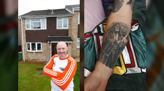 Bukan hanya rumahnya, tubuh Oldbury pun ditutupi tato bertema Star Wars. (foto: Huffington Post)