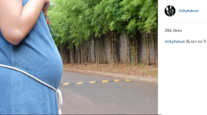 Kehamilan kedua Herfiza Novianti telah memasuki usia 5 bulan [foto: instagram/rickyharun]