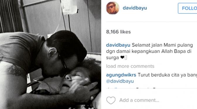 Unggahan foto David Bayu tentang kepergian ibunda untuk selamanya (sumber foto: Instagram David Bayu)