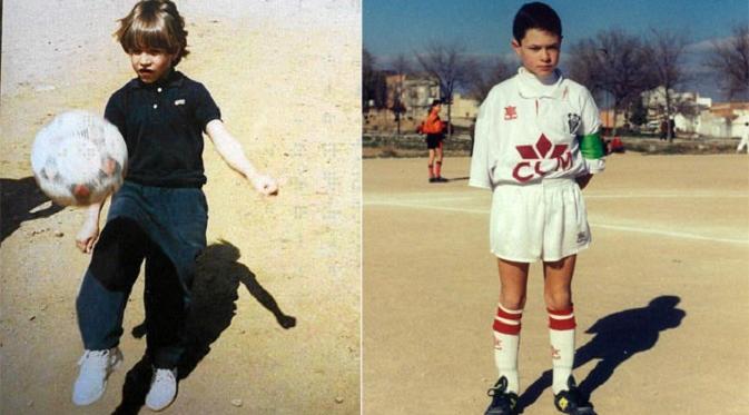 Sergio Ramos (kiri) dan Andreas Iniesta saat masih kecil.