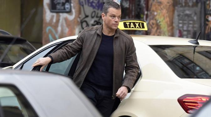 Matt Damon saat syuting Bourne 5 di Jerman. (Ace Showbiz)