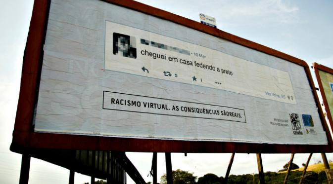 Jurema Werneck, pendiri Criola, mengatakan bahwa kampanye ini dimaksudkan untuk menggugah orang bicara dan melaporkan rasisme. (Sumber racismovirtual.com.br)