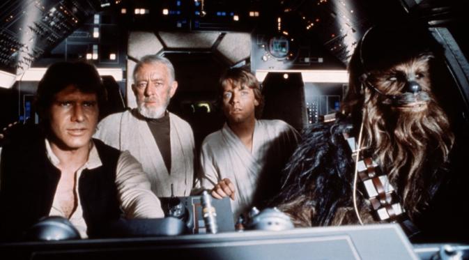 Star Wars Episode IV: A New Hope,  Dalam film ini sekelompok pejuang kemerdekaan bernama Rebel Alliance berencana menghancurkan stasiun luar angkasa Death Star, sebuah senjata yang dibuat Galactic Empire yang jahat. (onscreenow.fr)