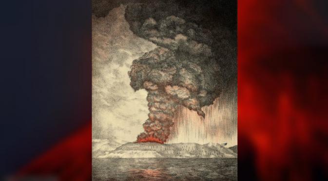 Ilustrasi letusan Gunung Krakatau pada 1883 (Wikipedia)
