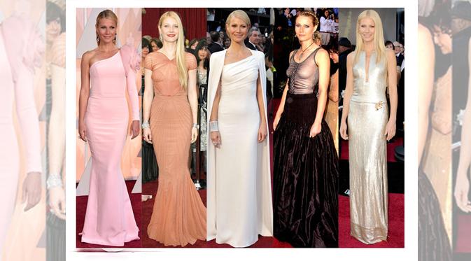 Beberapa gaun Gwyneth Paltrow yang dikenakannya saat menghadiri ajang Academy Awards. (foto: eonline)