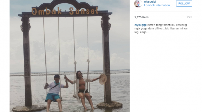 Elly Sugigi ingin ajak anak-anaknya kelak liburan ke Lombok [foto: instagram/elysugigi]