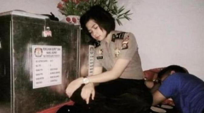 Kenalkan, Bripda Fela. Polwan cantik yang 1x24 jam menunggu Kotak Suara di Pilkada 2015 Prov Gorontalo. 