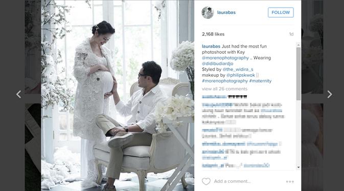 Laura Basuki memperlihatkan foto kehamilannya melalui akun Instagram pribadinya. (foto: instagram.com/laurabas)