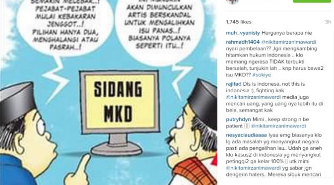 Tanggapan Nikita Mirzani tentang penangkapannya. (via instagram.com/nikitamirzanimawardi)