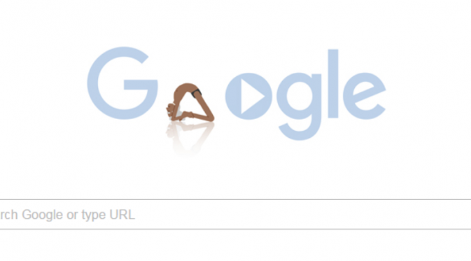 Google buat Doodle dengan pose yoga demi rayakan ulang tahun ke-97 BKS Iyengar. | via: Google
