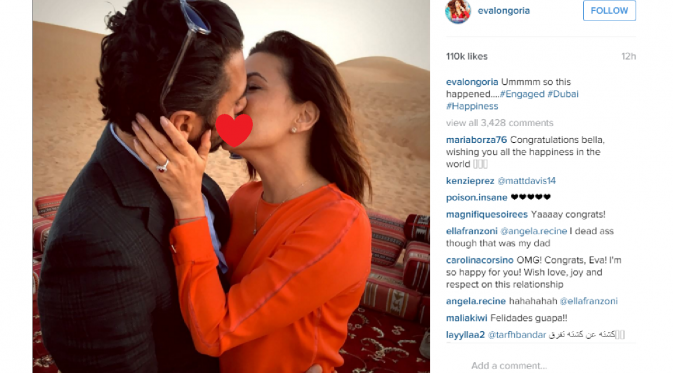 Eva Longoria dan Jose Antonio Boston resmi bertunangan [foto: instagram/evalongoria]