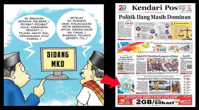 Karikatur 'ramalkan' kasus prostitusi artis Nikita Mirzani yang dimuat di surat kabar lokal Kendari, Sulawesi Tenggara | Via: facebook.com/arham.rasyid
