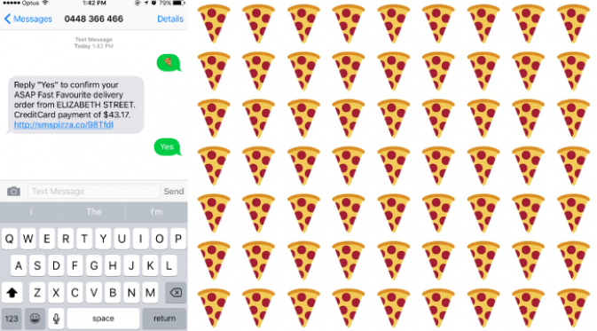 Kirim emoji pizza ke nomor layanan pemesanan. (foto: Mashable)