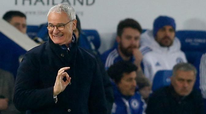Manajer Leicester City, Claudio Ranieri, pada pertandingan melawan Chelsea, di Stadion King Power, Senin (14/12/2015). (Telegraph)