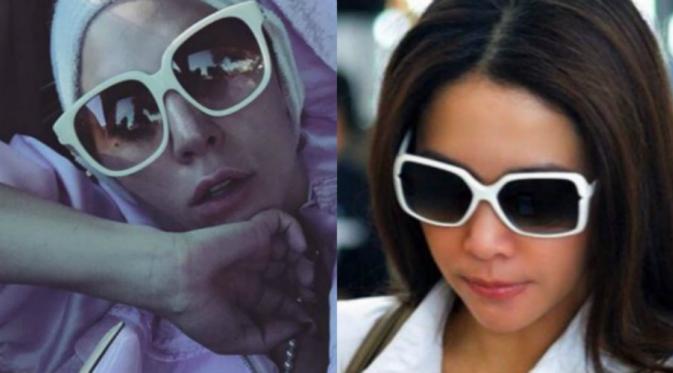 Kacamata bingkai putih ala Lady Gaga dan Maia Estianty.