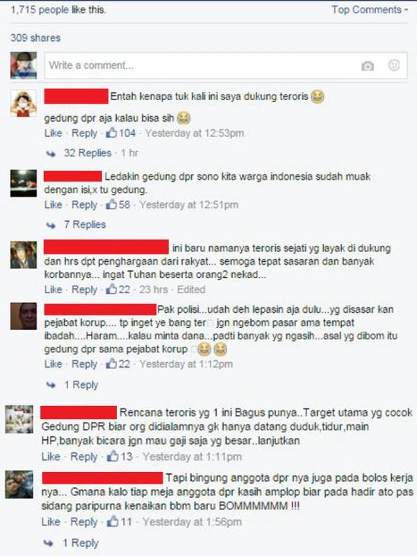 Reaksi netizen saat Polri menyebutkan teroris incar pejabat Indonesia | Via: facebook.com