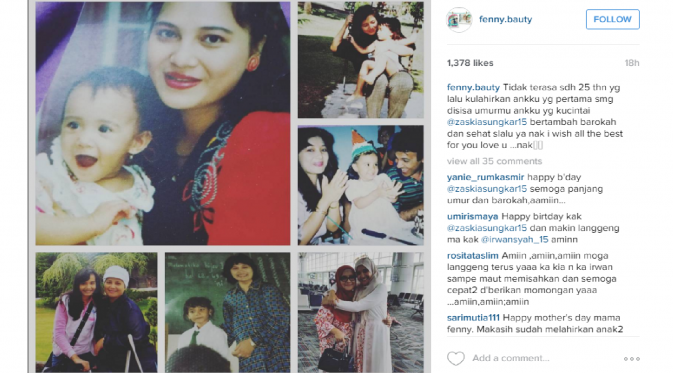 Zaskia Sungkar Rayakan Ultah Bersamaan dengan Hari Ibu [foto: instagram/zaskiasungkar15]