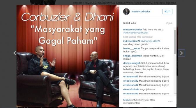Ahmad Dhani berbicara soal Maia dan Mulan kepada Deddy Corbuzier. (foto: instagram.com/mastercorbuzier)