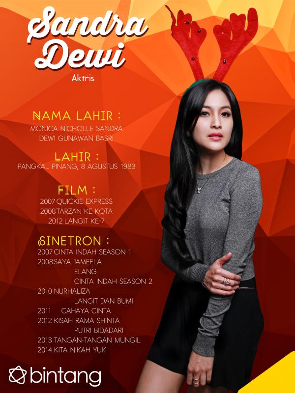 Celeb Bio Sandra Dewi (Fotografer: Deki Prayoga, Desain: Muhammad Iqbal Nurfajri/Bintang.com) 