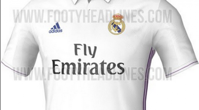 Kostum Real Madrid untuk musim 2016 - 2017 diduga bocor di dunia maya. (Footyheadline)
