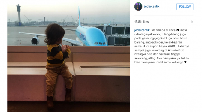 Jessica Iskandar ajak sang putra rayakan Natal di Amerika [foto: instagram/jedarcantik]