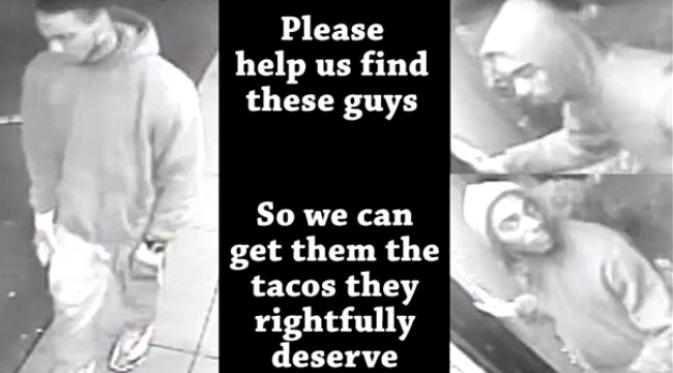 Cuplikan rekaman CCTV restoran taco menjadi video ledekan. (Sumber Daily Mail)
