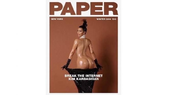 Kim Kardashian di sampul majalah Paper (sumber. Time.com)